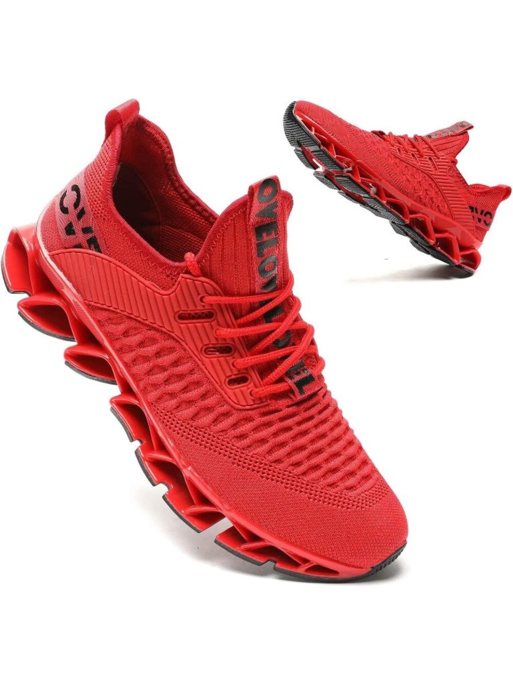 Women's Red Breathable Mesh Running Blade Non Slip Casual Basketball Shoes